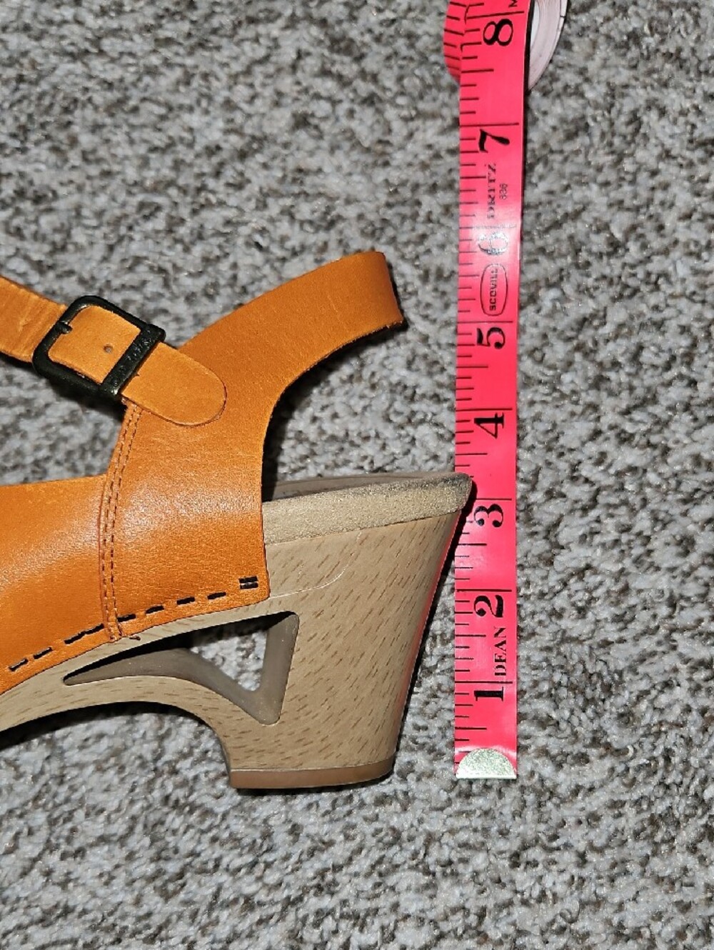 Dansko Orange Leather Ankle-Strap Wedge Sandals - Picture 9 of 9